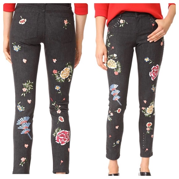 ALICE + Olivia Jane Embroidered and Studded Skinny Jeans - Picture 4 of 11